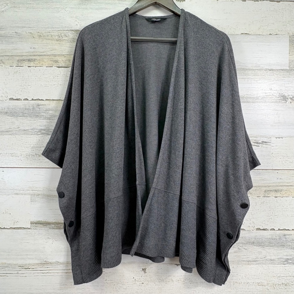 Simply Vera Vera Wang Gray Soft Knit Poncho Cape Cardigan Sweater Womens S/M